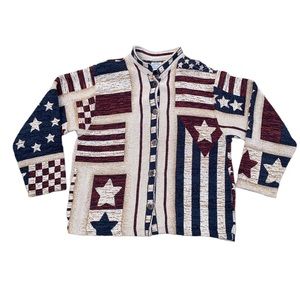Vintage 90’s Sugar Street Weavers USA Tapestry Button Sweater